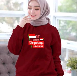 Bisa COD Sweater Pria Wanita 17 Agustus Hut RI Kaos Dirgahayu Indonesia Sweter Garuda Pancasila Nkri