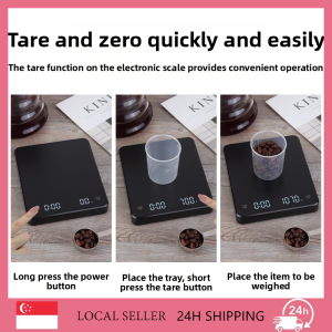 SG [IN STOCK] Rechargeable Coffee Scale High Precision Pour Over Drip Espresso Scale Scale With Timer 3kg Max Capacity 0.1g Graduations