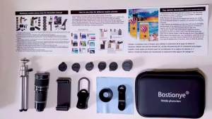 Cell Phone Camera Kit11 in 1 Universal 20x Telephoto 0.63Wide Angle 15X Macro 198 ° Fisheye 2X Telephoto Kaleidoscope CPL Starlight Eyemask Tripodfor Most iPhone Smartphone (Black)