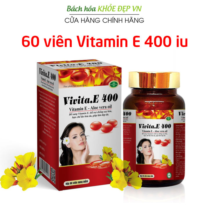 Vivita.E 400 (chai 60 viên) ROXTECH bổ sung vitamin E 400iu giúp đẹp da, ngừa lão hóa da - 60 viên