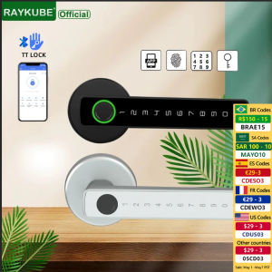 RAYKUBE M5 TT Lock BLE Smart Fingerprint Door Lock Electronic Lock with Password/Key/TT Lock APP Unlock Passage Mode For Bedroom