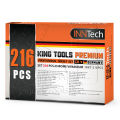 InnTech King Tools เครื่องมือช่าง ประแจ ชุดบล็อก 216 ชิ้น (ชุดใหญ่) ขนาด 1/4 นิ้ว 3/8 นิ้ว 1/2 นิ้ว ชุดเครื่องมือ ชุดประแจ ลูกบล็อก บล็อก ไขควง KING TOOLS SERIES ผลิตจากเหล็ก CR-V แท้ รุ่น WKT-216PCS. 
