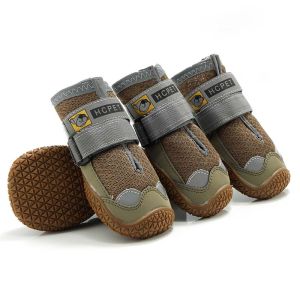 HamshMoc Dog Boots 4Pcs Dog Shoes Breathable Reflective Straps Rugged Anti-Slip Sole Skid-Proof Protect Paw Pet Booties for Medium Large Dogs
