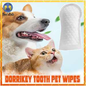 Dorrikey Pet Dental Wipes 55PCS Tooth Wet Wipes Cleaning Teeth Pet Oral Care Pet Dental Finger Wipes Tooth and Gum Wipes