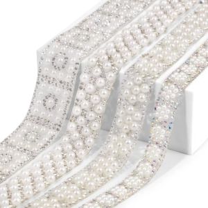 DORADO 1 Yard Colorful Self-Adhesive Rhinestone Tape Sewing Accessories DIY Diamond Ribbon Gifts Arts Crafts Pearl Chain Garment Shoes Bags Bags Decoration