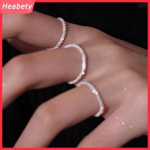Heabety Chic tối giản màu bạc sáng bóng nhẫn cho phụ nữ có thể điều chỉnh vòng cá tính thời trang mỹ trang sức Wedding party Quà Tặng