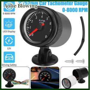 Aolie 2 52mm Car Meter Tachometer RPM Gauge 0-8000RPM Analog Black Case With White LED For 1-8 Cylinders Gasoline Car