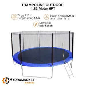 Trampolin Anak Dewasa Free Jaring Pengaman Olahraga Tinggi 200cm 2Meter  / High Quality Besi Aman untuk Anak - Big Size