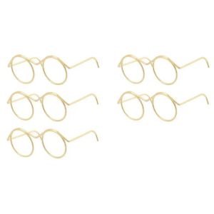 LFPLYQ 5PCS Miniature Miniature Doll Eyewear Metal Black Frame Metal Round Doll Glasses Fashion Toys Decoration Doll Mini Glasses Kids Gift
