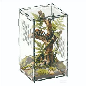 NOBLELUX Acrylic Jumping Spider Enclosure Escape Proof Buckle Lock Spider House  Transparent Reptile Habitat Small Pet Supplies