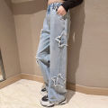 Rolanko Girls Jean Trousers Kids Wide Leg Baggy Denim Bottom Straight Pants Children Casual Clothes. 