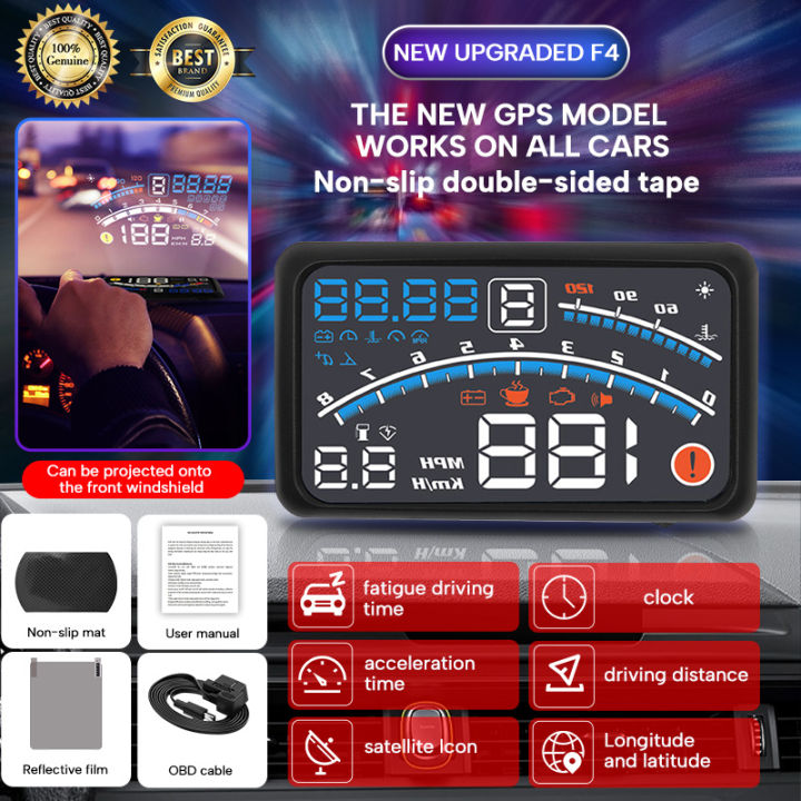 Universal F4 Head Up Display HUD ODB2 Auto Car Speedometer Warning ...