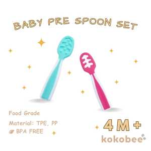 KOKOBEE BABY PRE SPOON SET / SENDOK DAN GARPU / NUMNUM / Training spoon / BLW / Dips Glacier spoon /sendok bayi/ sendok makan bayi / alat makan bayi