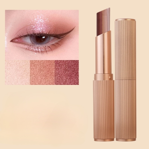 3-Color Gradient Eyeshadow Stick One Swipe Pearl Shimmer Matte Long-Lasting Non-Fading Buildable Shimmer to Matte Transition with 12H Smudge Proof Wear