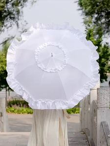 xpkQ Lace Long Shank Umbrella Curved Handle European-style Vintage Umbrella Arch Princess Straight Stick Photography Household 9R3H1