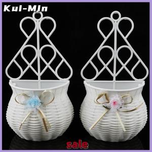 Kui-Min แจกันตะกร้าใส่ดอกไม้หวายเทียมแขวนผนังแบบ DIY สำหรับสวน