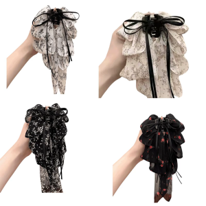 In hoa vải kẹp tóc đuôi ngựa an toàn bướm cung thiết kế Comfort Tóc Chủ cho tập luyện và phong cách giản dị