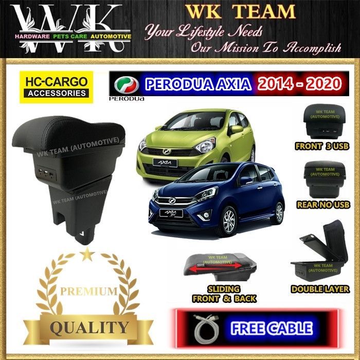 【VIDEO】 Perodua Axia 2014 2020 HC CARGO Premium Double Layer 3USB Arm