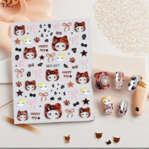 TX🏮💓🧧 1 3pcs phim hoạt hình Hello Kitty dán móng tay dễ thương Bow hat KT mèo Nail Art đề can DIY Nail Art trang trí cho Y2K thời trang cắt sửa móng tay