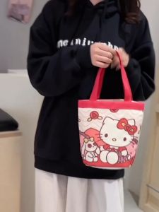 ABS Beg Kanvas Sanrio Tote Bucket Hello Kitty Kuromi My Melody Cute Anime Bag Wanita Budak Perempuan Handbag Lunch Bags Large Capacity Shopping 手提包