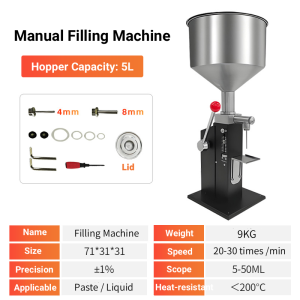 Viocky 0-50ml Manual Filling Machine Versatile Peanut Butter Paste & Liquid Filler for Cosmetics Food & Industrial Use