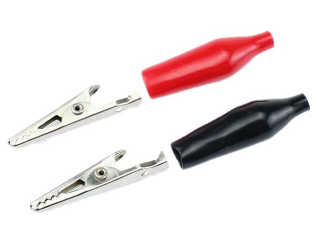 5x Plastic Alligator Clips / Test Probe Leads - Insulated Crocodile Clamps For Electronics