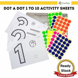 Dot A Dot Sticker Activity Sheets Montessori Early Learning Toddlers Preschool Numbers Practice Latihan Awal Menulis