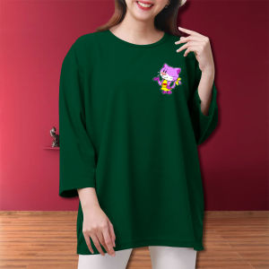 Kaos Wanita Dewasa Jumbo Oversize Lengan 3/4 Kucing Ktg Kekinian Korean Style Premium Terbaru Murah
