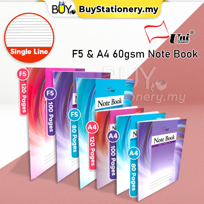 Uni Softcover Notebook A4 F5 Exercise Book Buku Nota Tulis 60gsm - (1s