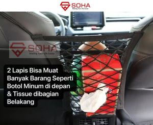 AM-04 Organizer Jaring 2 Lapis Elastis Penyimpanan Barang serbaguna Cocok Untuk Semua Jenis Mobil