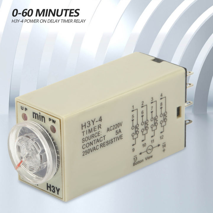 H3Y-4 Time Relay Power On Delay Timer Relay 0-60 Minutes AC 220V 5A ...