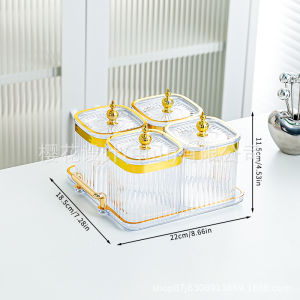 Sealed jars of grain multigrain kitchen for food grade storage airtight Glass Jars with Lid Storage for Candy Snacks Chips Divided Serving Tray