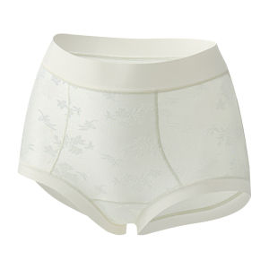 ✨High-waisted tummy-controlling✨Jacquard lace abdominal correction underwear/New Chinese style three-dimensional relief jacquard underwear/10A antibacterial mulberry silk crotch underwear/Comfortable and breathable