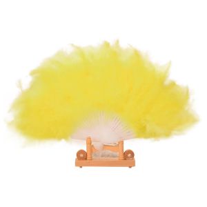 KAWAII BOX 6 Colors Bride Feather Fan Handheld Chinese Style Hand Fan Elegant Fluffy Folding Fan for Girls