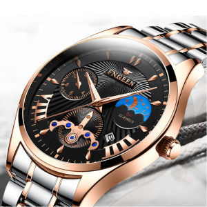 FNGEEN Korean Version of the Simple Fashion Watch Ladies Student Watch Mens Black Calendar Waterproof Ultra-thin Mens Watch Quartz Watch