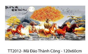 Tranh thêu chữ thập mã đáo thành công (thêu kín) - nhiều mẫu & kích thước