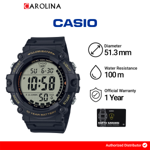 Jam Tangan Pria Casio General  AE-1500WHX-1A Illuminator Digital Dial Black Resin Band