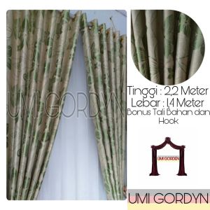 GORDEN Hordeng Murah Minimalis FLOGING MAWAR CREAM HIJAU NEW