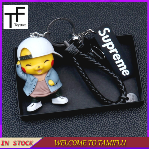 (In stock) Cartoon cowboy clothes Pikachu keychain school bag pendant