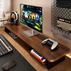 Desktop Monitor Riser with Drawer | 15mm Solid Wood Laptop Stand 100×20×15cm（Customizable）