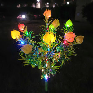 SXH  Solar Energy Gardenia Simulation Festive Lantern LED Garden Garden Decoration Lawn Winter Cherry Plants Outdoor Waterproof Ambience Light