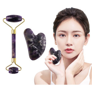 DECINIEE Natural Jade Roller Gua Sha Set Facial Body Massager Roller Jade Stone Massage Set Face Lifting Beauty Massage Tool