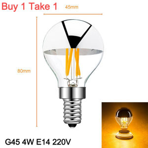 【BUY 1 TAKE 1】 E14 E27 Led Filament Bulb 4W 6W Top Sliver Gold Edison Bulb 220V Vintage House Decoration Bulb 2700K Warm White Led Light Bulb for home