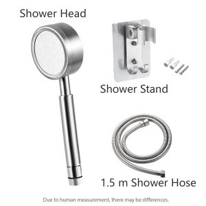 SUS304 Stainless Steel Shower Pressure Shower Water Saving Shower Head Handheld Rain Shower Hose Stand Set Detachable Shower Head Bathroom Shower