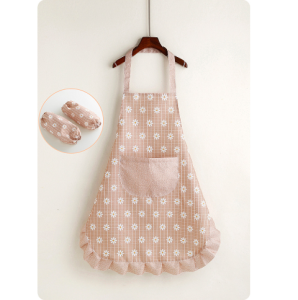 Apron Set Home Kitchen Cooking Apron with Sleeves Cute Overalls Stain Water and Oil Resistant