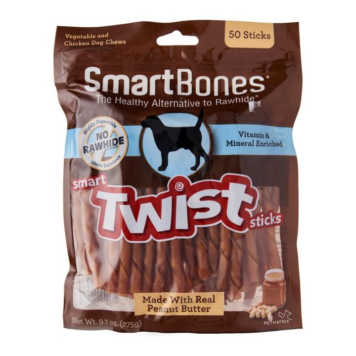 SMARTBONES Twist Sticks Real Peanut Butter 50 Sticks Dog Chews Lazada
