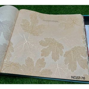 Wallpaper Dinding Daun Daun Mapple Gold Hijau Hitam Putih Silver