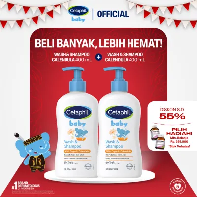 Cetaphil Baby Wash & Shampoo with Organic Calendula 400ml Twin Pack