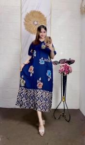Daster Mawar Wanita Busui Batik Kekinian Cap Terbaru Dewasa Lengan Pendek Resleting Depan Ld 110 cm