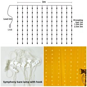 Simple Smart Curtain Lights Window Bedroom Christmas Decoration Outdoor Music Rhythm Curtain Lights Smart RGB LED String Lights